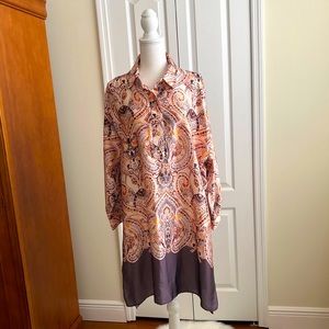 New ZARA Flowy Satin Effect Shirt Dress. Size XL